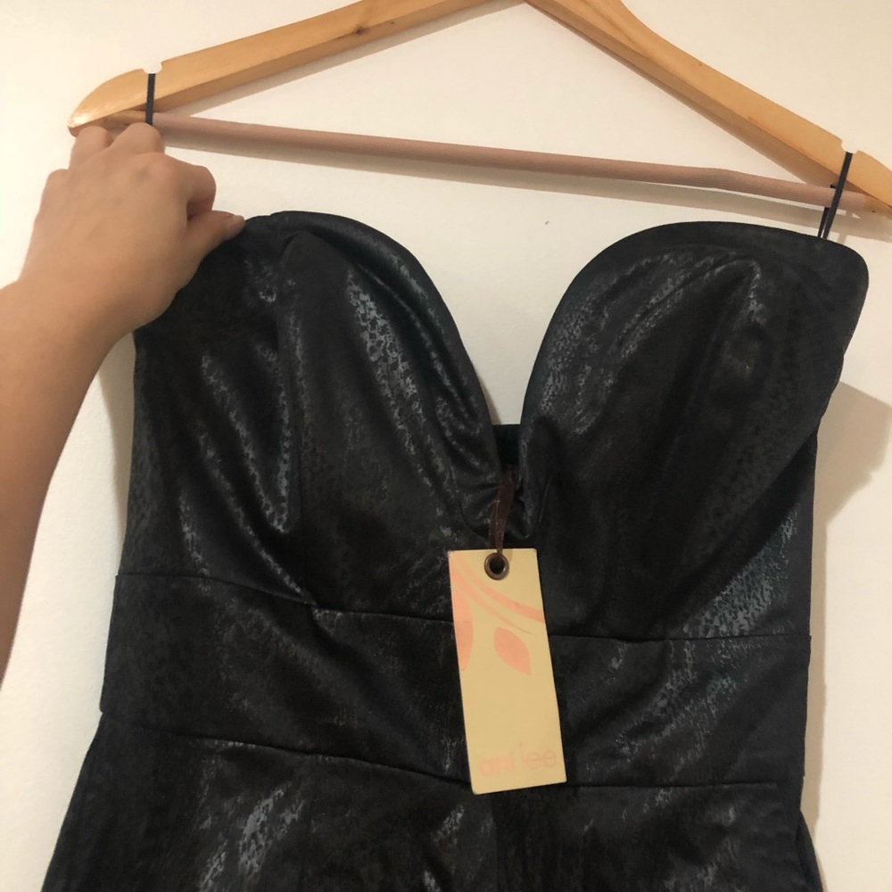 Black strapless romper